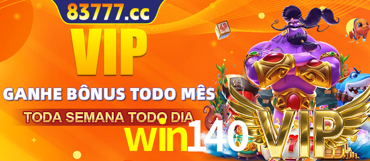 Banner promocional do win140 oferecendo 100% de recompensas adicionais contínuas para quem fizer o login diário (Daily sign-in), com um mascote de coelho.