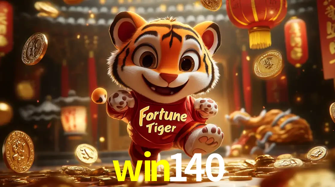O alegre personagem do Fortune Tiger correndo sobre um caminho de moedas de ouro, simbolizando os grandes prêmios e a diversão do popular jogo de slot do win140.